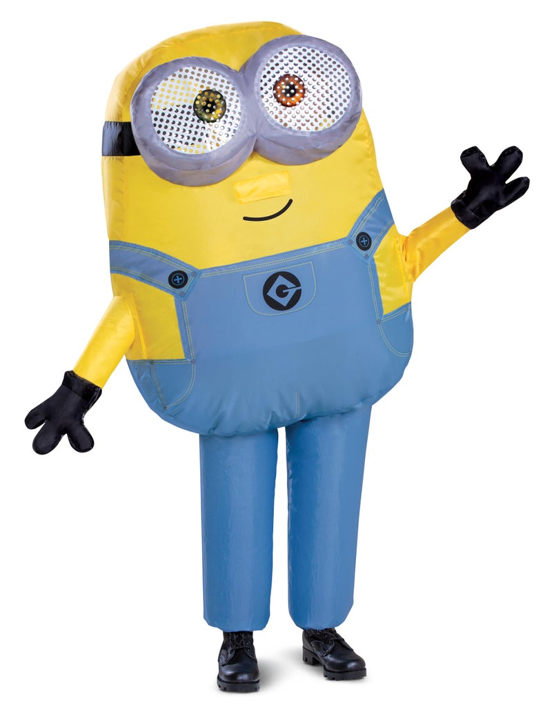 Disguise Bob Inflatable Minion Costume for Kids, Official Minions Halloween Costume, Blow Up Jumpsuit with Fan, Child Size (up to 7-8) - Image 1